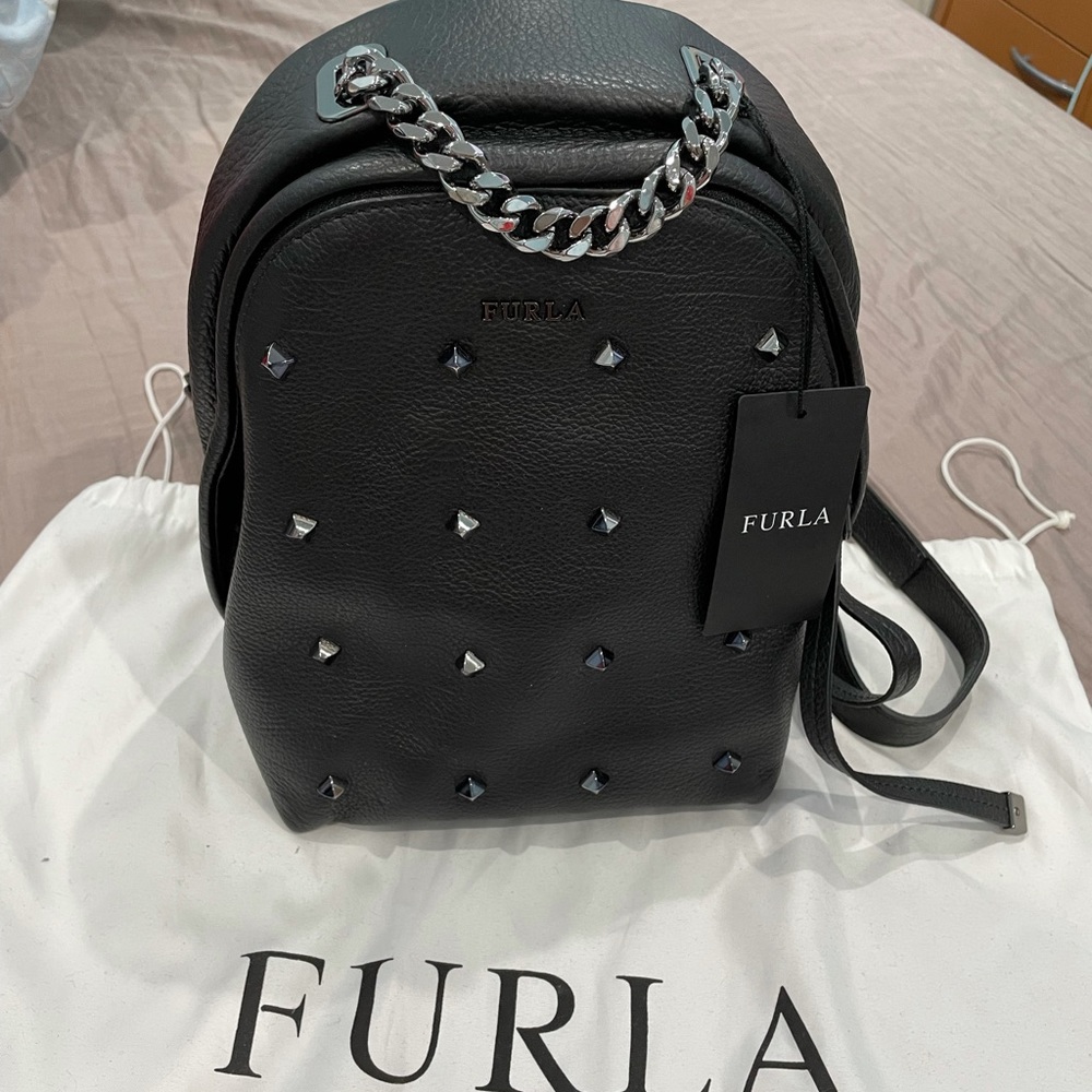 NWT Furla small black stubs backpack